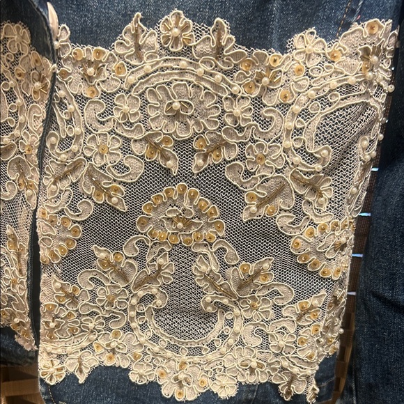 Berek Blue Denim Jacket with Cream Lace Accents - Picture 3 of 8